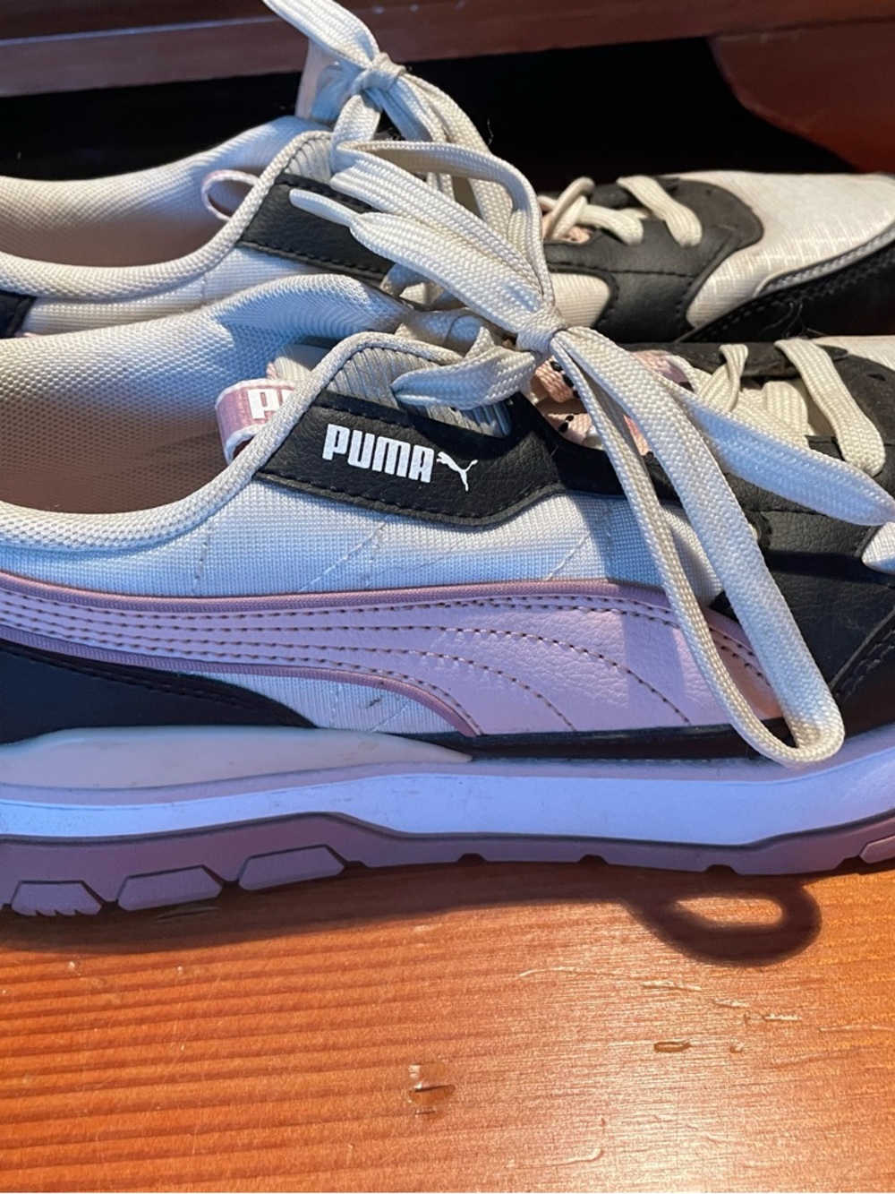 Puma White, Pink & Black Women's Low-Top Sneakers